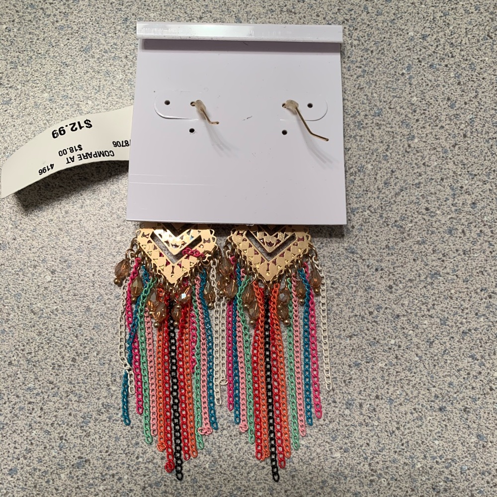 Colorful long earrings - Picture 2 of 3